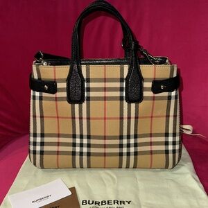 Burberry London vintage check banner crossbody mini tote purse
